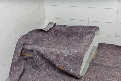 Newly installed shower base Stock Photos