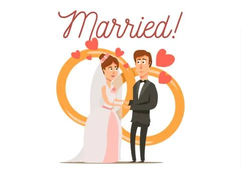 Newly Married Couple Composition Ilustração Stock
