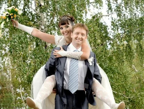 Newly married couple Stock Photos