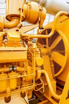 Newly painted industrial engine with efficient cooling fan for optimal Foto stock