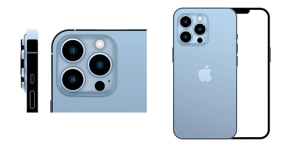 Newly released iphone 13 pro in Sierra Blue color Stock Illustration