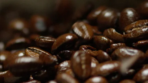 Newly Roasted Coffee Beans Closeup Stock Footage 142070791
