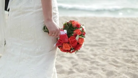 Newlyweds On A Beach Video stock 72568421
