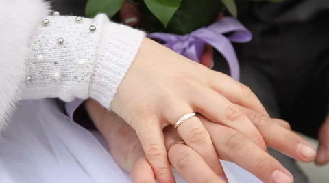 Newlyweds hands close up Stock Footage 61693980