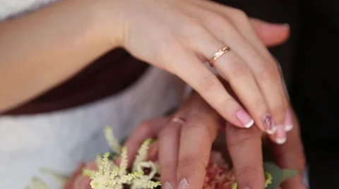 Newlyweds hands with rings. Video stock 55876321