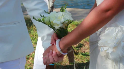 Newlyweds Holding Hands 1 Stock Footage 33653914