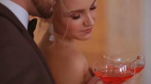 Newlyweds pose for the camera Stock Footage 61052129