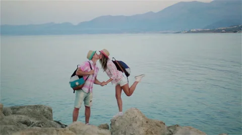 Newlyweds on the seashore Stock Footage 49831866