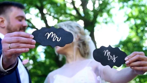 Newlyweds in slow motion Stock Footage 82035573