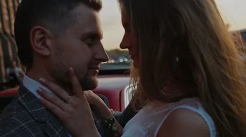 Newlyweds in the sunrays Stock Footage 61774353