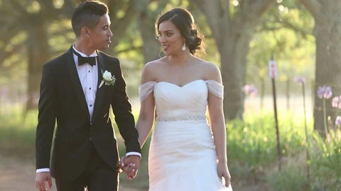 Newlyweds Taking A Stroll While Chatting Stock-Footage 115327222