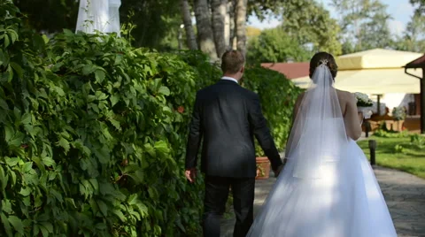 Newlyweds walking Stock Footage 58082330