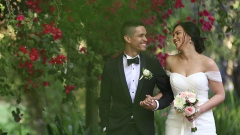 Newlyweds Walking Side By Side Stock-Footage 115327779
