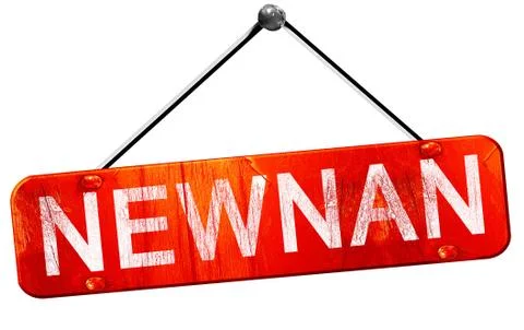 Newnan, 3D rendering, a red hanging sign Stock Illustration
