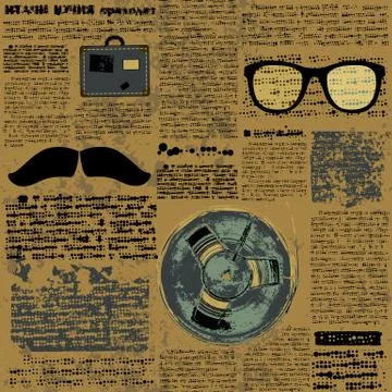 Newpaper with hipster elements Illustrazione stock