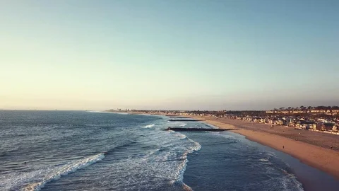 Newport beach sunset drone 2 Stock Footage 101033112