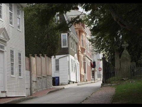Newport Rhode Island Quiet Street Stock Footage