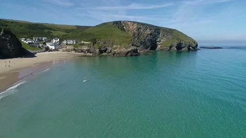 Newquay Beach - Cornwall - 1 Stock Footage 166496428