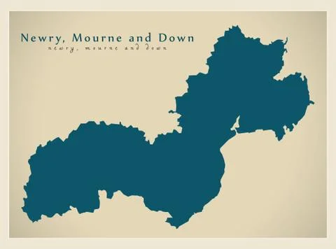 Newry, Mourne and Down district map of Northern Ireland Illustrazione stock