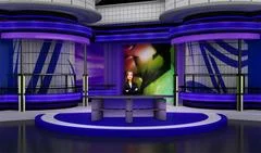 News 019 TV Studio Set - Virtual Green Screen Background PSD PSD Template