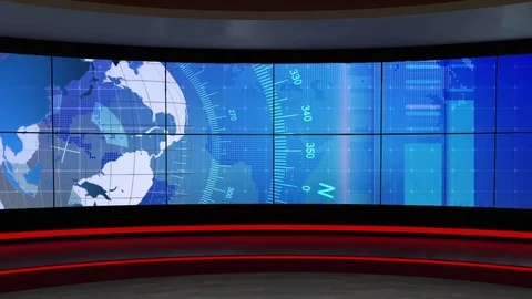 News 302 TV Studio Set-Virtual Green Screen Background Loop Stock Footage