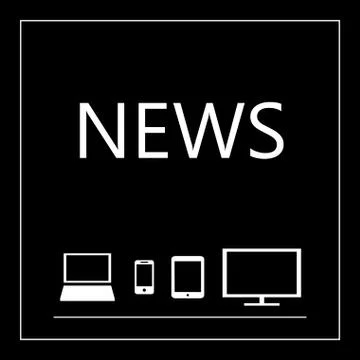 News on all mobile devices - laptop, smart phone, tablet, TV Stock Illustration