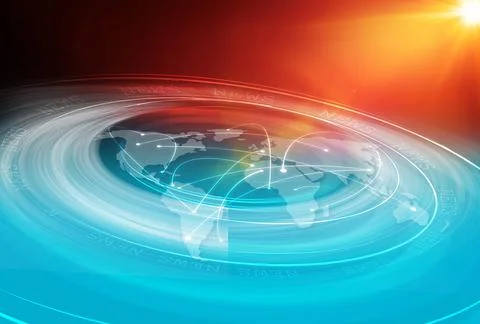 The News backdrop with connection lines through continents and countries. bus Stock Illustration