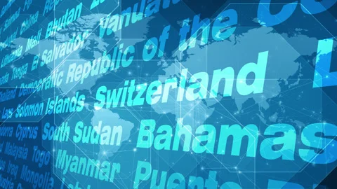 News backdrop world map showcases diversity of countries and their names Stock Footage 271132638