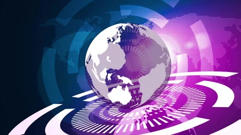 News Background Abstract Digital Globe with Technology Elements Animation Stock Footage 321764466