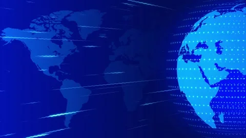 News background full screen blue world map earth globe animation Stock Footage 267147373