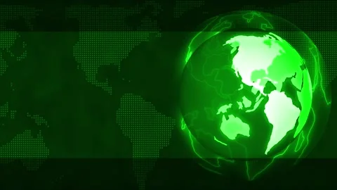 News background with glowing globe on right, stylized world map and dotted .. Stock Footage 334764890