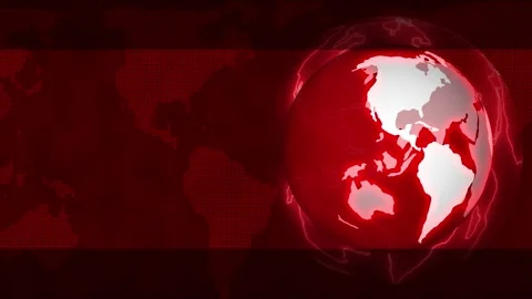 News background with glowing globe on right, stylized world map and dotted .. Stock Footage 334766106