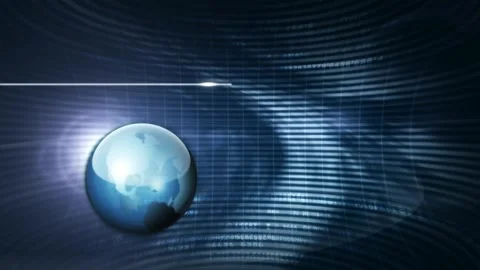 News background seamless loop blue global spinning earth cyber and futuristic Stock Footage 324910127