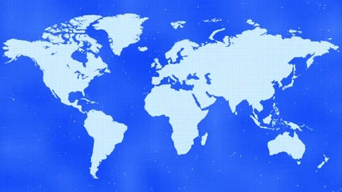 News background with white world map and lighting particles dots pattern loop Stock Footage 287133809