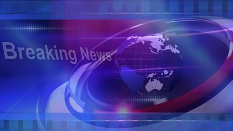 News BG Loopable MOV Blue Background &amp; Glob with Breaking News Stock Footage 136087530