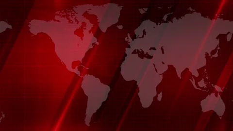 News BG Loopable MOV Red Movable World Map with Shine Line &amp; Gride 스톡 동영상 136111747