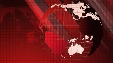 News BG Loopable Red Movable Background with Glob &amp; Gride Design Vídeos de archivo 136151949