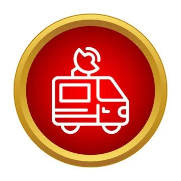 News broadcasting van transmitting satellite signal icon Stock Illustration