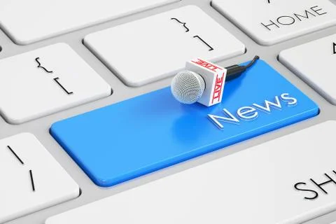 News button, key on keyboard. 3D rendering Stock Illustration