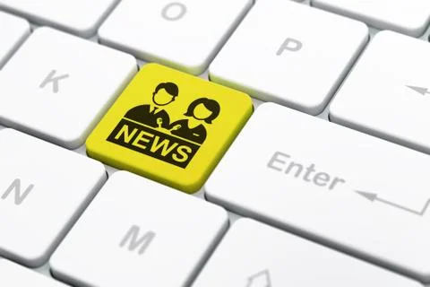 News concept: Anchorman on computer keyboard background Illustrazione stock
