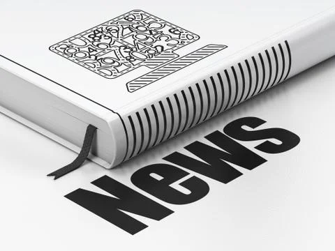 News concept: book Computer Pc, News on white background Illustrazione stock