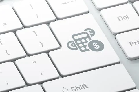 News concept: Calculator on computer keyboard background Stock Illustration