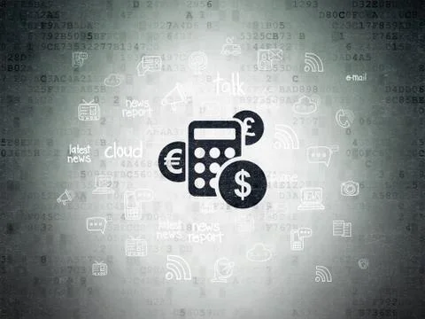 News concept: Calculator on Digital Data Paper background Stock Illustration