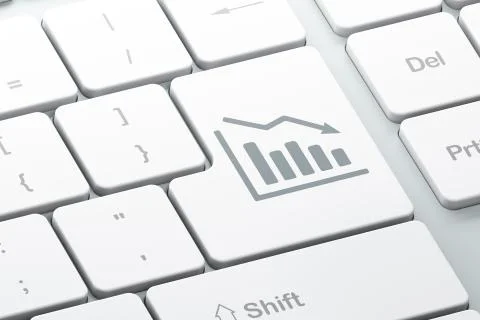 News concept: Decline Graph on computer keyboard background Stock Illustration
