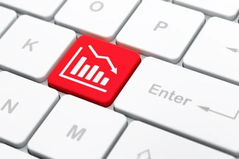 News concept: Decline Graph on computer keyboard background Stock Illustration