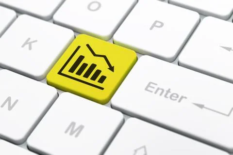 News concept: Decline Graph on computer keyboard background Stock Illustration