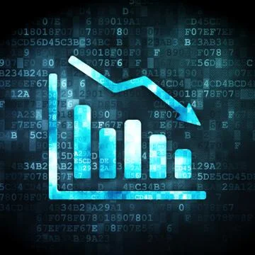 News concept: Decline Graph on digital background Stock Illustration