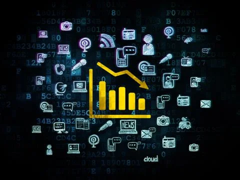 News concept: Decline Graph on Digital background Illustrazione stock