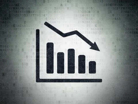 News concept: Decline Graph on Digital Paper background Illustrazione stock