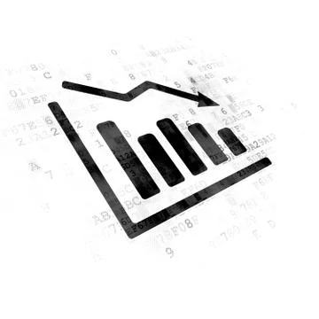 News concept: Decline Graph on Digital background Illustrazione stock